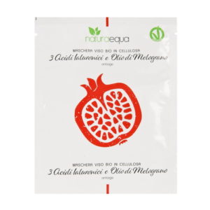 Maschera viso antiage in cellulosa ai 3 Acidi Ialuronici e olio di Melograno Naturaequa